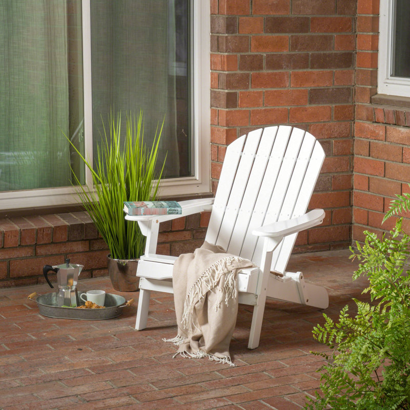 Outdoor Wood Chair, White, Foldable, With Construction Folding For A Relaxing Experience, White
