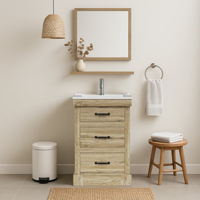 Estebana 24" Single Bathroom Vanity With Two Drawers and Ceramic Top