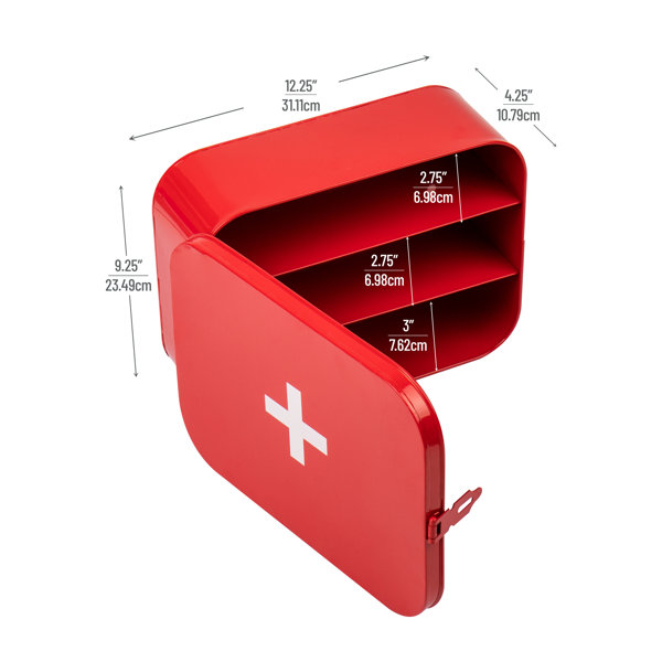 First Aid Box Storage Medicial Box Kit Tin Lid Container Medicine Cabinet 2  Tier