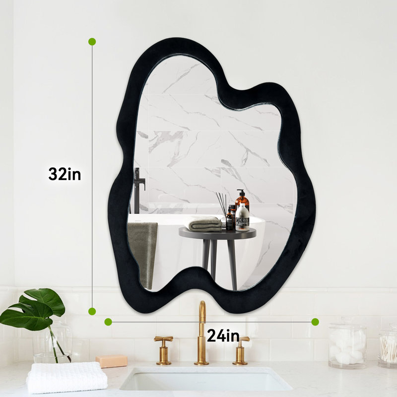 Miroir asymétrique en bois manufacturé Debanhy, 32 po x 24 po, Noir