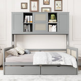 Wooden Daybed With 2 Drawers, And All-In-One Cabinet And Shelf