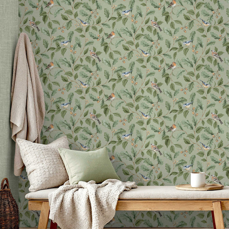 Oakleigh Trail Luxury Textured Wallpaper, Sage
