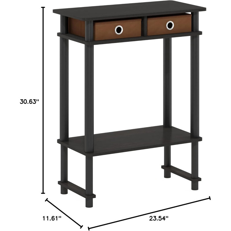 Modern Hallway Console Table With Storage Drawers, Lower Shelf, And Non-Woven Bins For Easy Organization