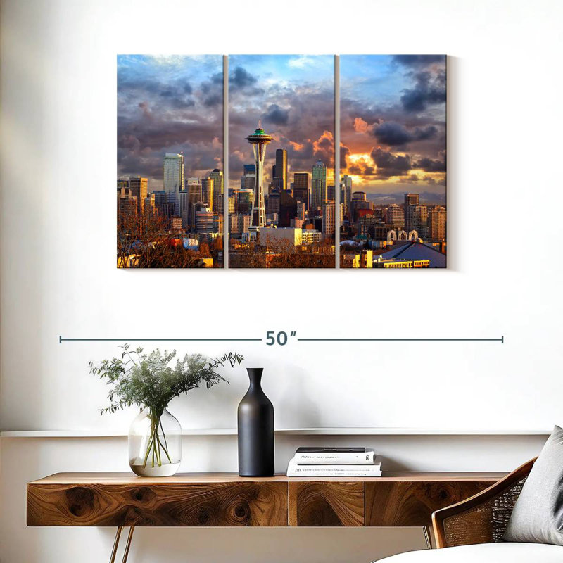 Nicci Seattle, ciel coucher de soleil, H 24 po x l 38 po