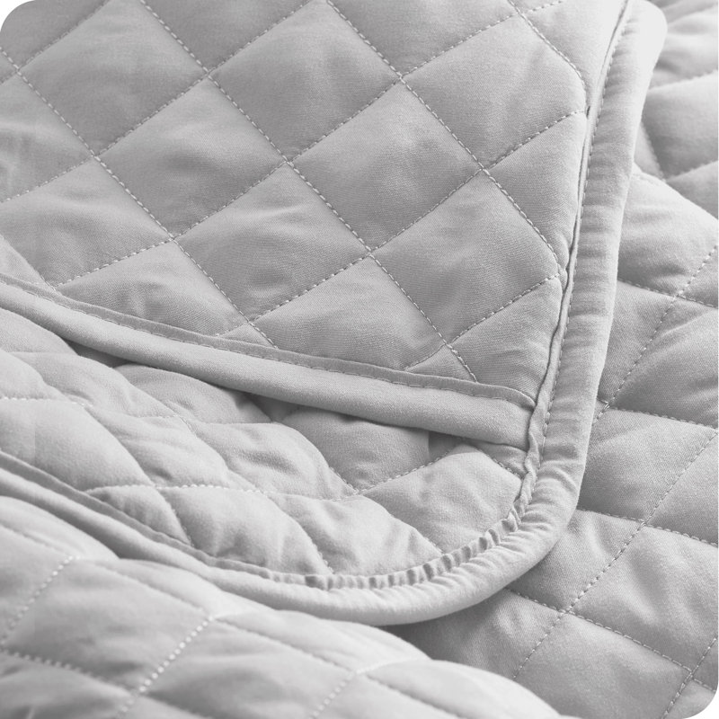 Light Grey Diamond Stitched Microfiber Full Coverlet Set