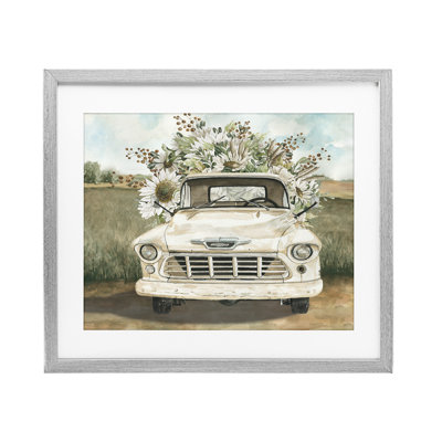 «Retro Country Flowers», reproduction sous verre encadrée, conception par Cindy Jacobs