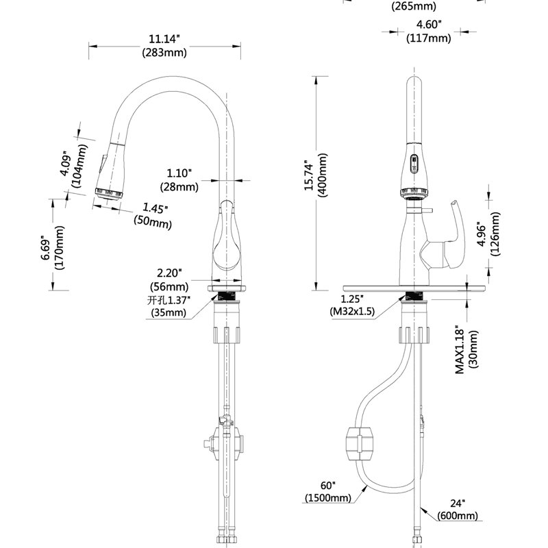 Robinets de cuisine en nickel brossé avec 4, boucle verrouillable rétractable, à gratter et à rouille, pour éviers de bar Rv, débit de 1,8 gallon par minute, robinet rotatif à 360 degrés, procédure d'installation simple et 4 modes de pulvérisation,