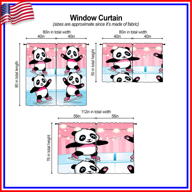 Rideaux de fenêtre Panda, 20 po x 80 po - 2 panneaux, Transparent