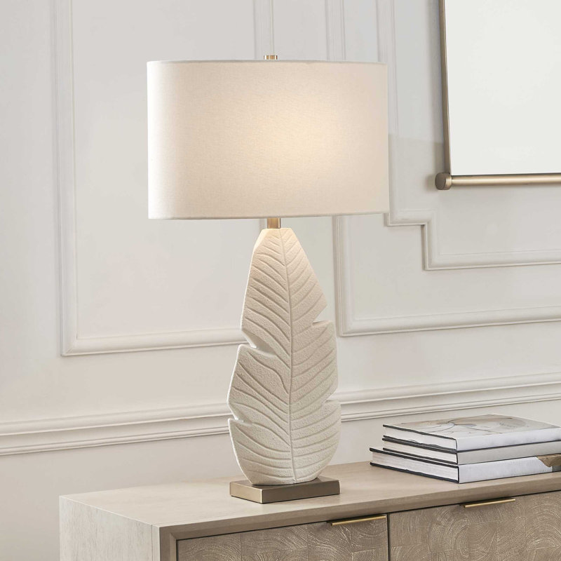 Uttermost Palm Leaf White Table Lamp