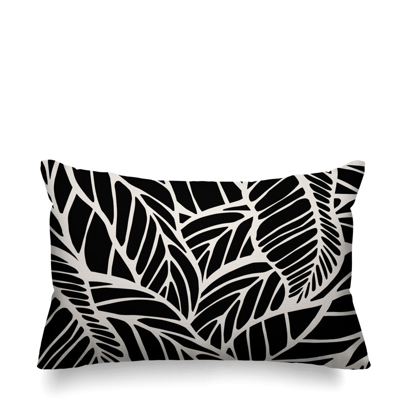Housse et insert de coussin extérieur d'extérieur, Noir, 14 po x 20 po, Rectangle