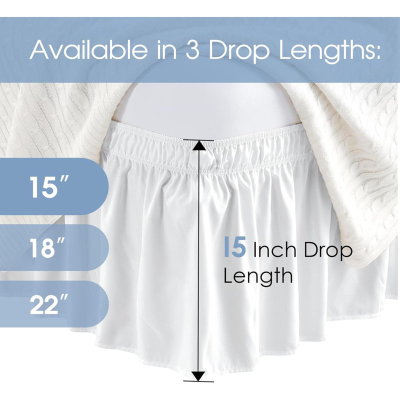 Queen Bed Skirt Elastic Wrap Around Bed Skirt Queen Size Bed Skirts For Adjustable Bed Easy Fit With Tailored Drop Hotel Quality Dust Ruffle For Queen Bed