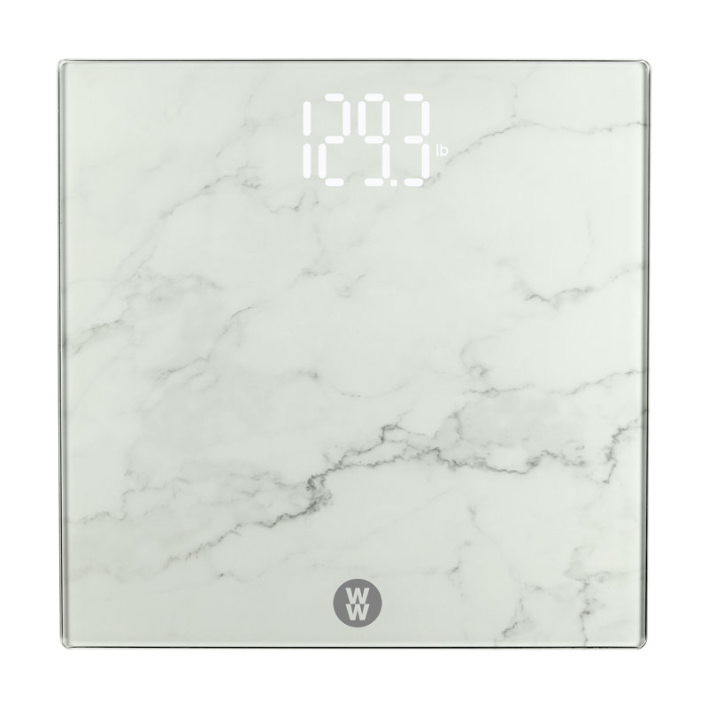 White Marble Digital Bathroom Scale with Hidden Display
