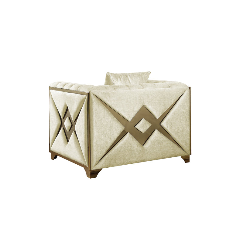 Arron 44.4'' Velvet Armchair, Cream Velvet