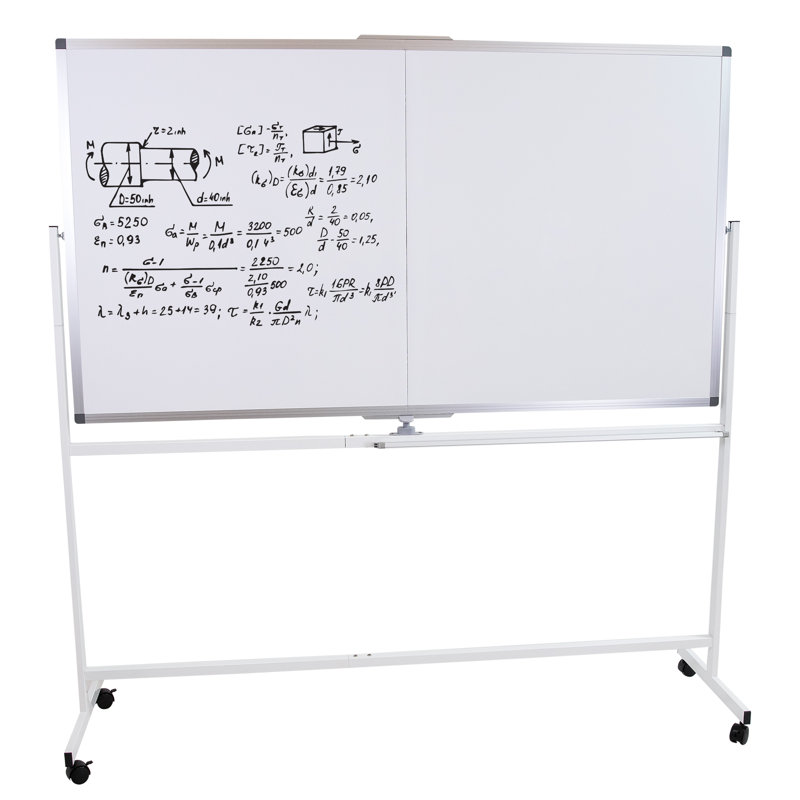 Double-Sided Magnetic Mobile Whiteboard with Markers