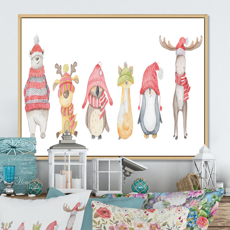 Ours polaire mignon, reproduction sur toile, H 30 po x l 40 po x P 1,5 po, Cadre flottant brun