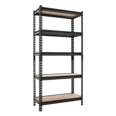 Étagère de rangement robuste à 5 niveaux en métal, support de garage réglable d'une capacité de 907 kg (2000 lb), étagère utilitaire en acier noir pour l'organisation du sous-sol, du garde-manger et de la salle de bain