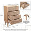 60cm W 4-Drawer Chest with Slatted-Designed Drawers, Narrow Nordic Dresser with Hollow Panels & Tapered Legs, Walnut / Natural-760487368