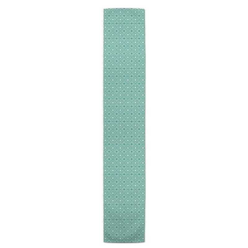 Artis Geometric Table Runner, 72" L x 16" W, Teal