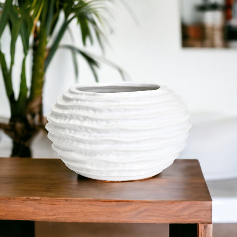 Vase de table en céramique Ghanim, Blanc, Petit