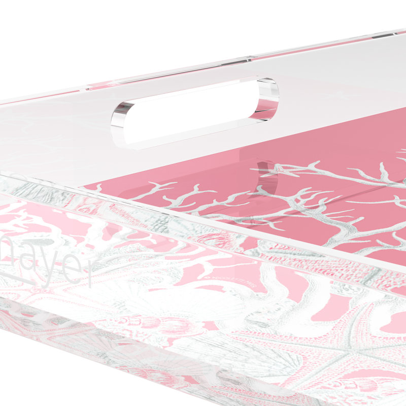 Plateau décoratif carré en acrylique Coral Reef, Rose, L 15 po x P 15 po x H 2 po