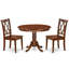 Ensemble de table de cuisine 3 pièces pour petits espaces comprenant une table de salle à manger ronde avec piédestal et 2 chaises, acajou-779668940-723470831-789984591