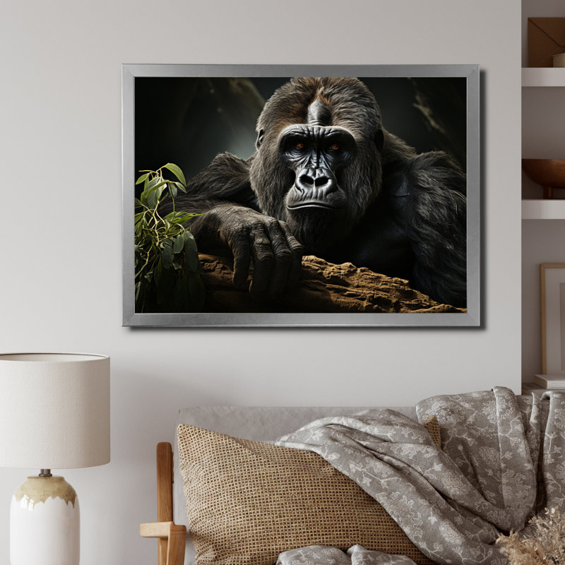 «Afrique Gorillas Serenity» sur impression sur toile, H 16 po x l 32 po x P 1 po, Cadre photo argenté