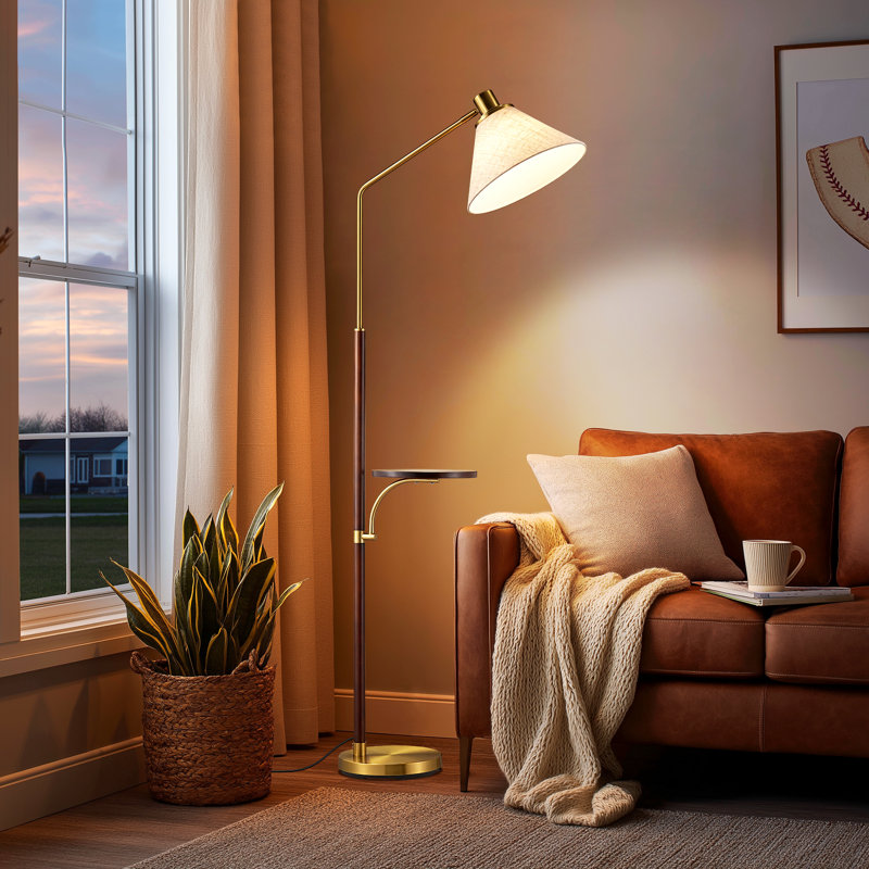 63'' Dimmable Tray Table Floor Lamp With Remote Control (Bulb Included)