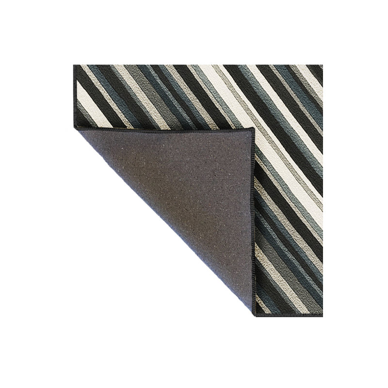 Tapis vert tissé à rayures Mosso, 4'11" x 9'10"