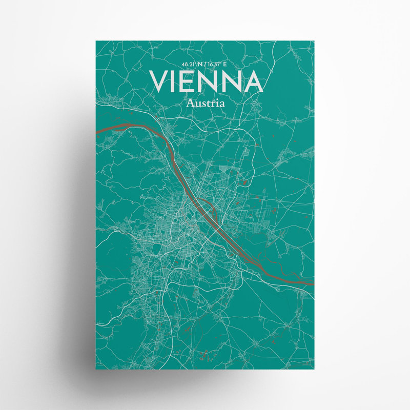 Vienna City Map In Nature - No Frame Print, 36cm H x 24cm W x 0.05cm D