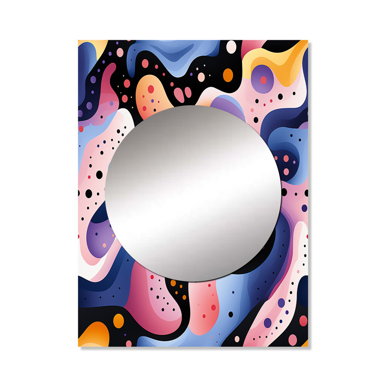 Yaretzy multicolore, lignes géométriques froides, motif - grand miroir géométrique, miroir mural décoratif moderne, art imprimé en métal