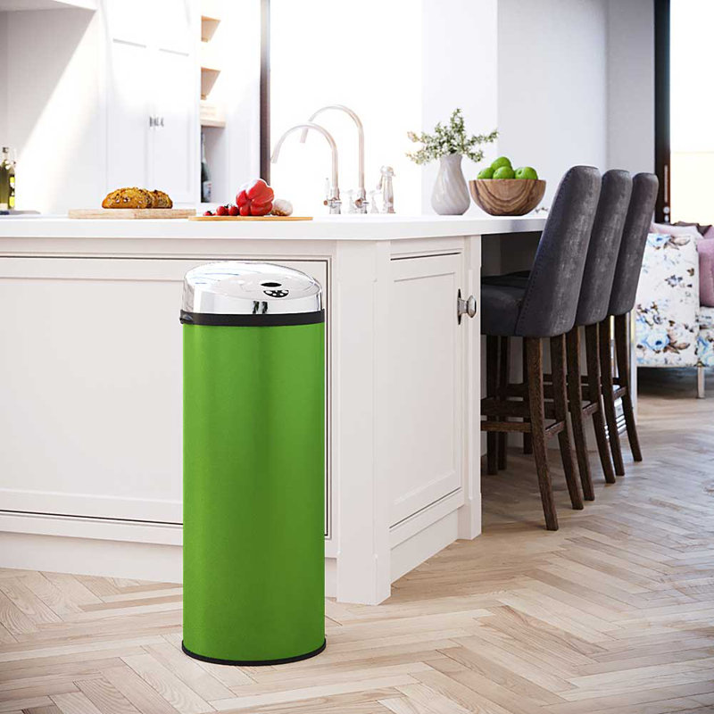 Ladson Steel Motion Sensor Kitchen Trash Can, 50L, Fern Green