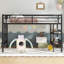 Lit mezzanine simple en métal avec tablette de rangement, lit mezzanine avec échelle facile à monter et garde-corps pour enfants, noir
