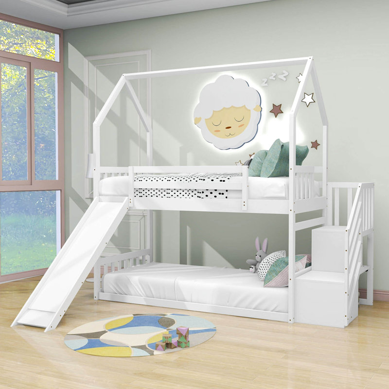 Lemeiux Kids Twin Over Twin Bunk Bed, White