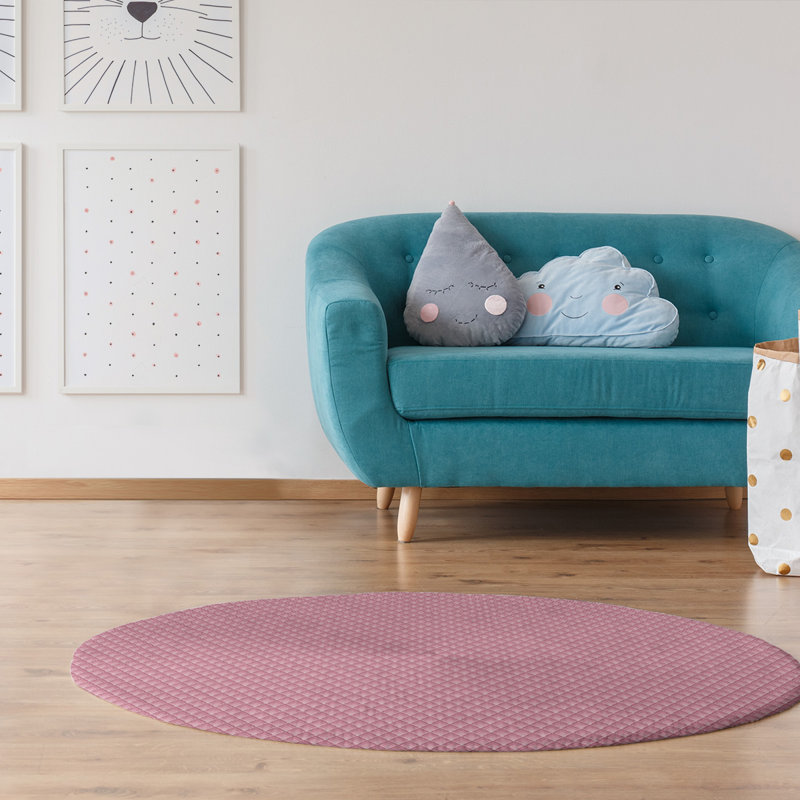 Tapis de zone rose dégradé géométrique classic, Rond 5 pi