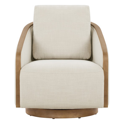 Fauteuil demi-tonneau pivotant avec garniture en bois (ensemble de 2)