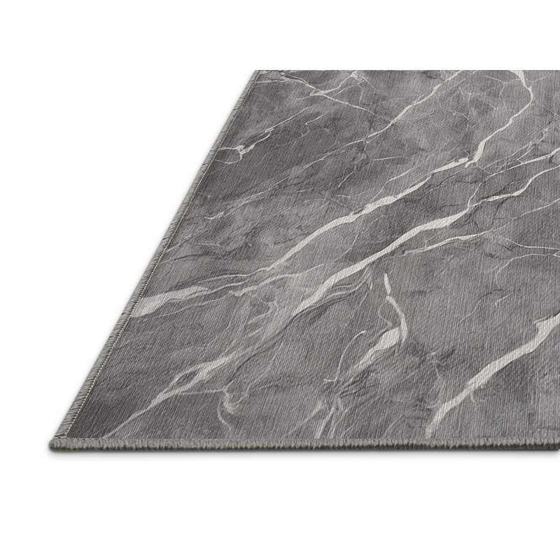 Machine Washable Gray Area Rug, Square 8'