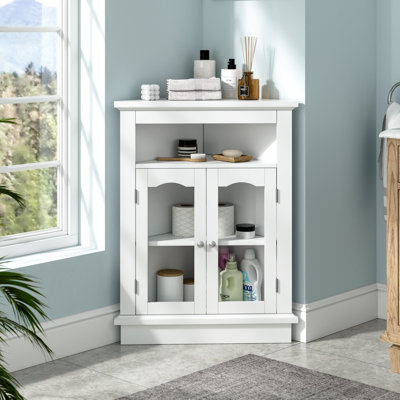 Armoire d'appoint de plancher avec deux portes et tablettes, armoires de rangement autoportantes