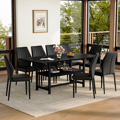 Ensemble de table de salle à manger moderne de 71 po - table de salle à manger en bois et chaises en similicuir, table de salle à manger élégante avec chaises pour la cuisine et l'espace repas