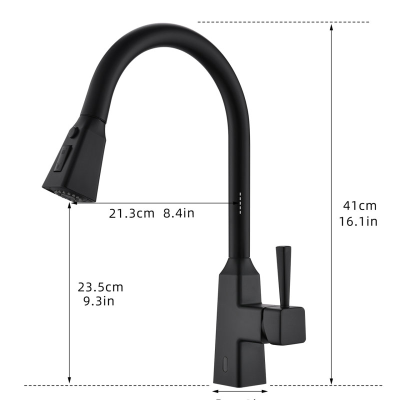 Robinet de cuisine sans contact, mains libres, Noir