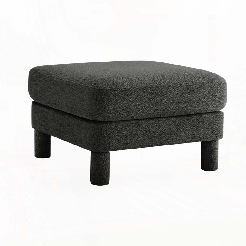 Boucle Upholstered Ottoman For Sectional, Dark Gray
