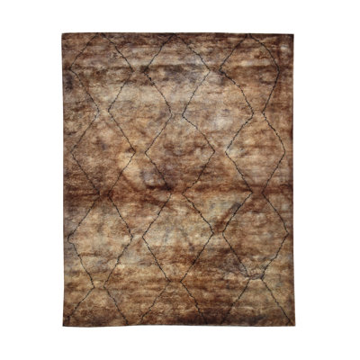 9X11 Modern Moroccan Hand-Knotted Rug