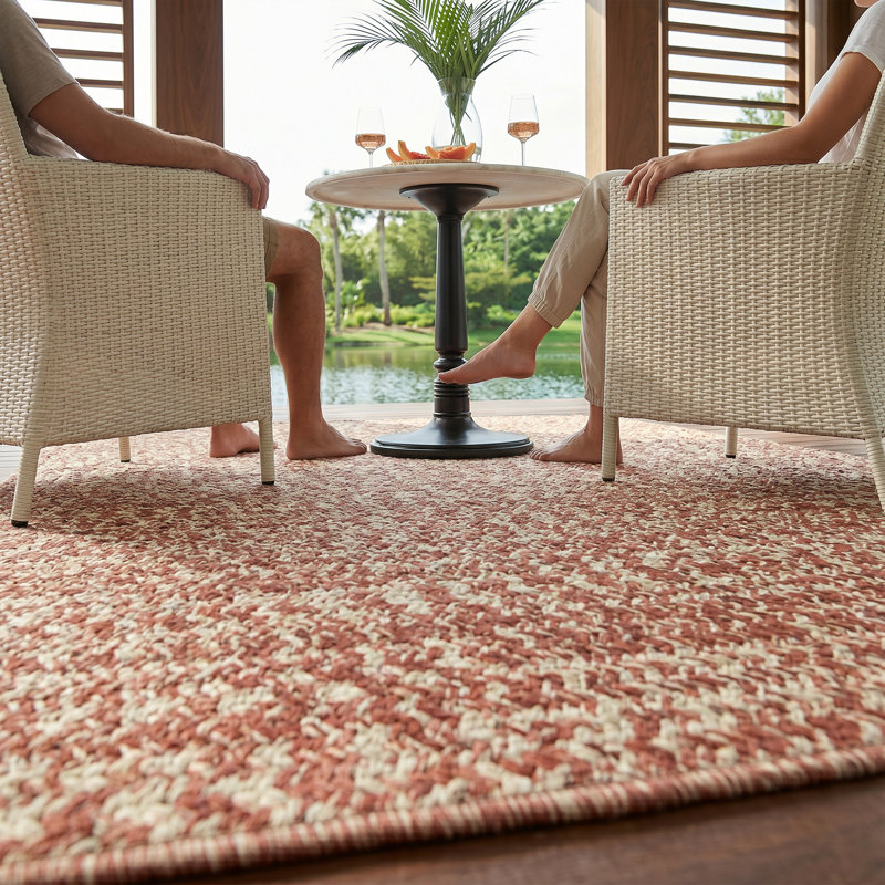 Tapis d'extérieur uni tressé Nautical Tweed, Cannelle, Rectangulaire 3 pi x 5 pi