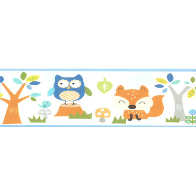 Bordure de papier peint l 15 pi x l 6 po kids lapin hibou fox Tryon