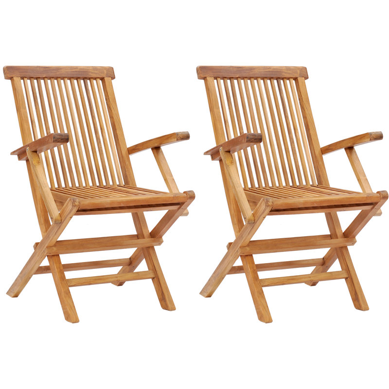 California Teak Wood Premium All-Weather Wicker Outdoor Folding Dining Armchair