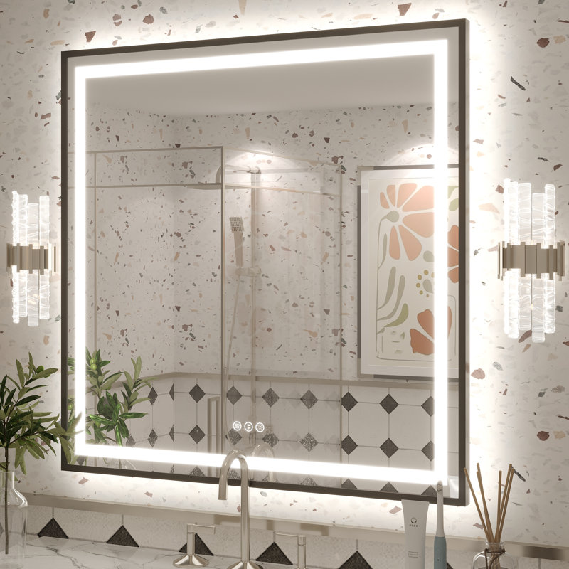 Miroir de salle de bain Molly Framelss, 36 po x 36 po, Noir