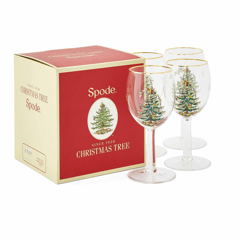 Spode Christmas Tree Wine Glasses 13 Oz