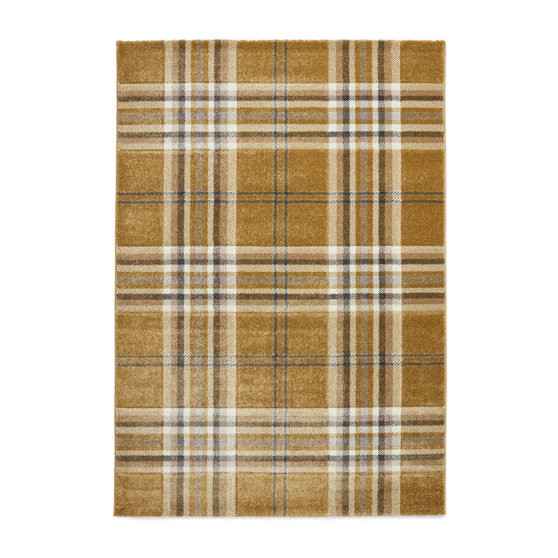 Geometric 160cm X 230cm Area Rug, Ochre, Rectangle 80 x 150 cm