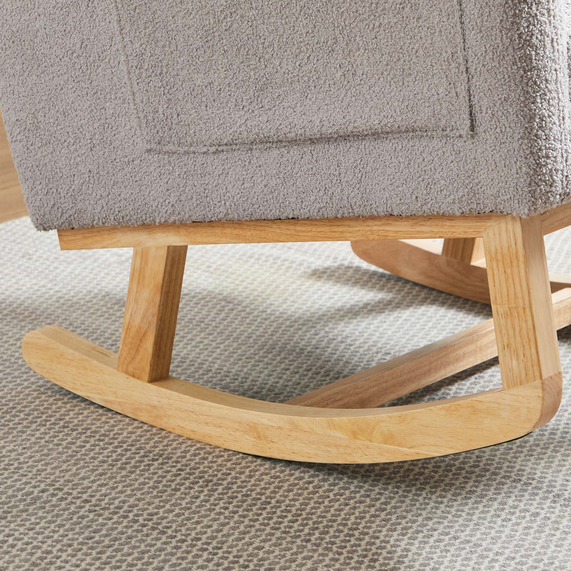 Chaise berçante moderne avec accoudoirs de salon et dossier haut, Gris
