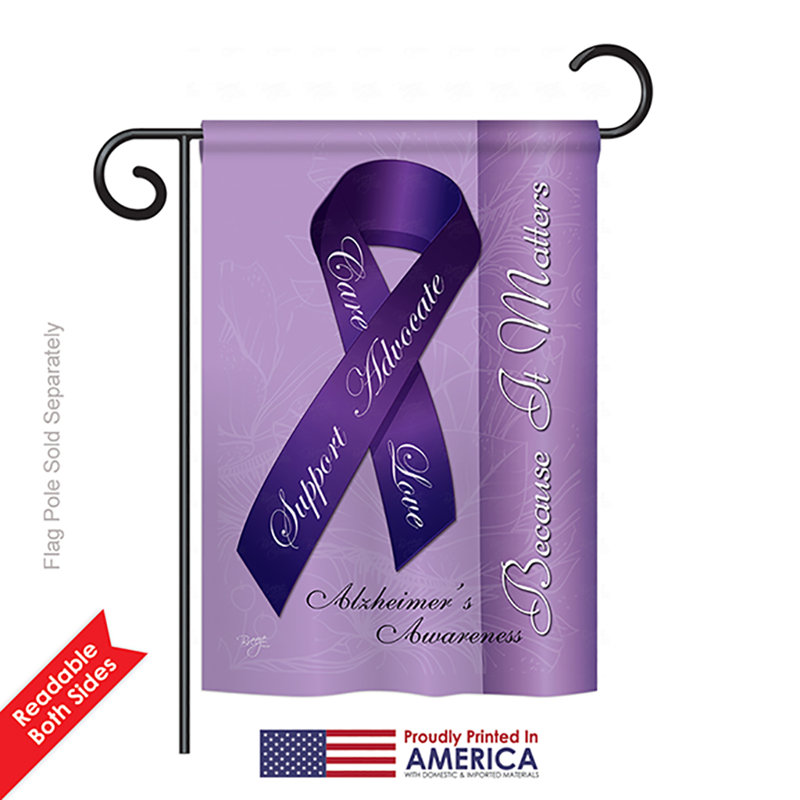 Drapeau pour la maison en polyester à 2 côtés de l’alzheimer, H 40 po x l 28 po