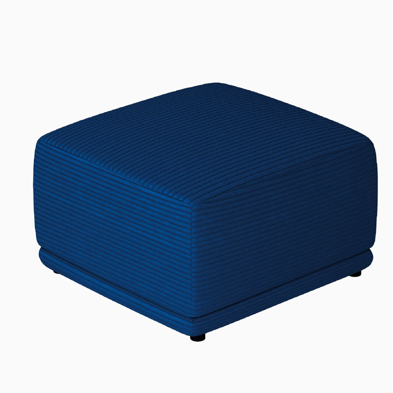 Torina 32.9'' Wide Corduroy Upholstered Ottoman, Blue